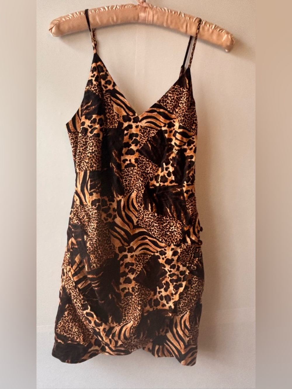 Urban Outfitters Slip Dress Leopard Print Linen Blend SZ S